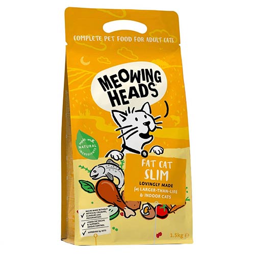 Meowing Heads s piletinom i lososom za odrasle mačke s prekomjernom težinom 1,5kg